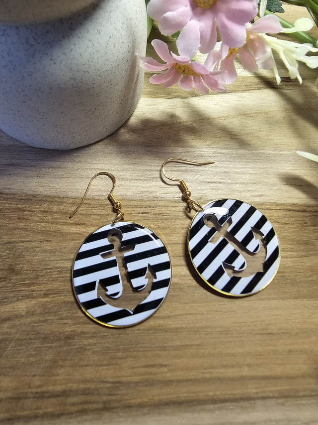 Boucles d'oreilles 30mm OR -"Un Cœur à la Mer" — L'élégance au rythme des vagues-ancre noir