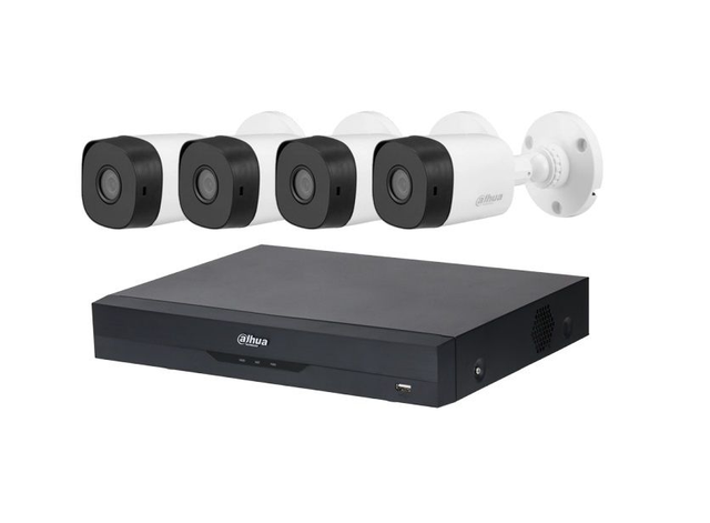 KIT DE 4 CÁMARAS DE SEGURIDAD DAHUA, FULL HD  +  GRABADORA  / [Cámara Dahua HDCVI Bala 2MP 1080P 3.6mm IR20 IP67]