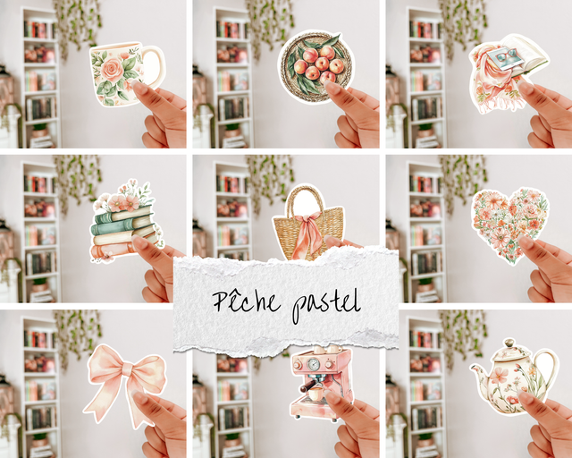 Pack de 9 stickers - Pêche pastel 