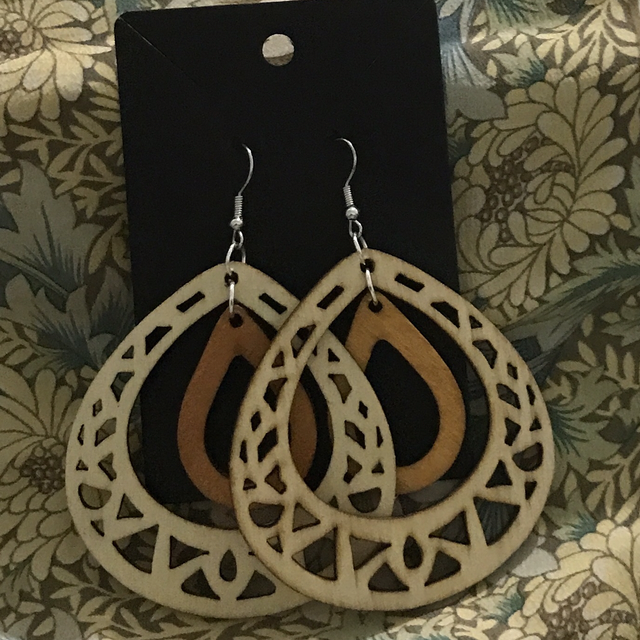 Natural Wood Dangling Earrings-SWDE33