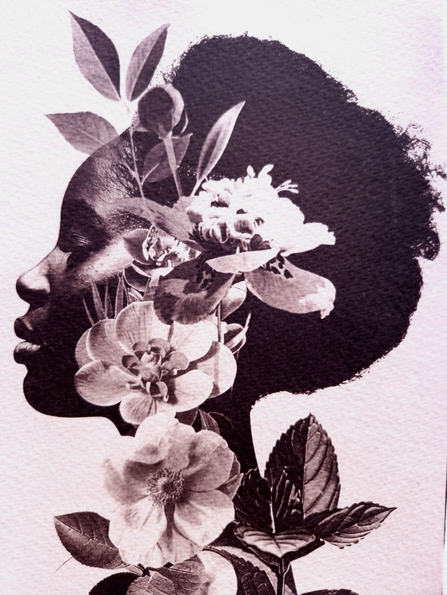 Cyanotype encadré Grand format - femme africaine