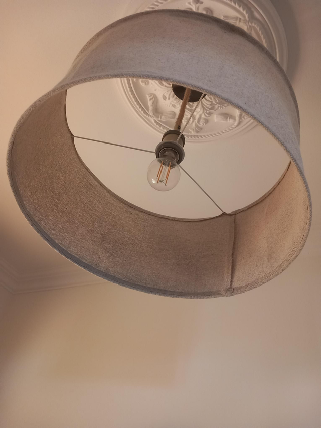 Abat-jour plafonnier en chanvre naturel uni - suspension diamètre 55 cm