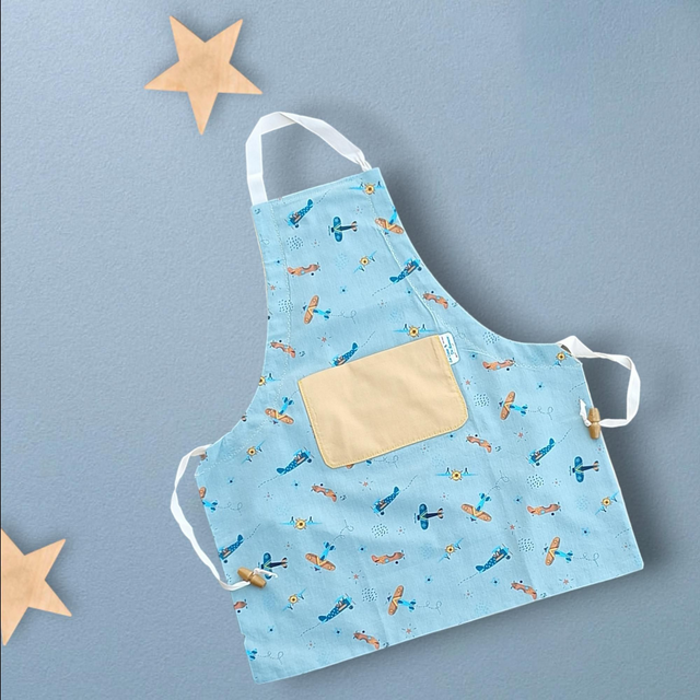  Tablier de Cuisine ou Activités pour Enfants en Coton Personnalisé réglable  Avion