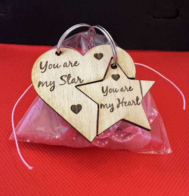 You are my Star/Heart Keyring Set with Chocolates