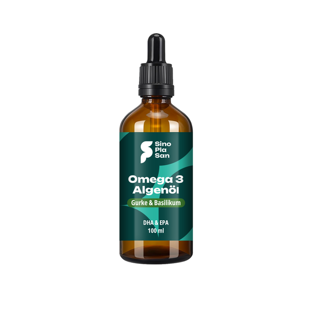 SinoPlaSan - Omega-3 Algenöl DHA &amp; EPA mit Gurke &amp; Basilikum 100ml