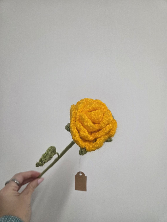 Yellow Rose Forever Crochet Flower - LW-015