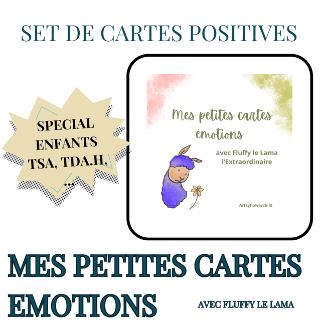 Set de cartes positives 'Mes émotions avec Fluffy le Lama" (spécial TSA)