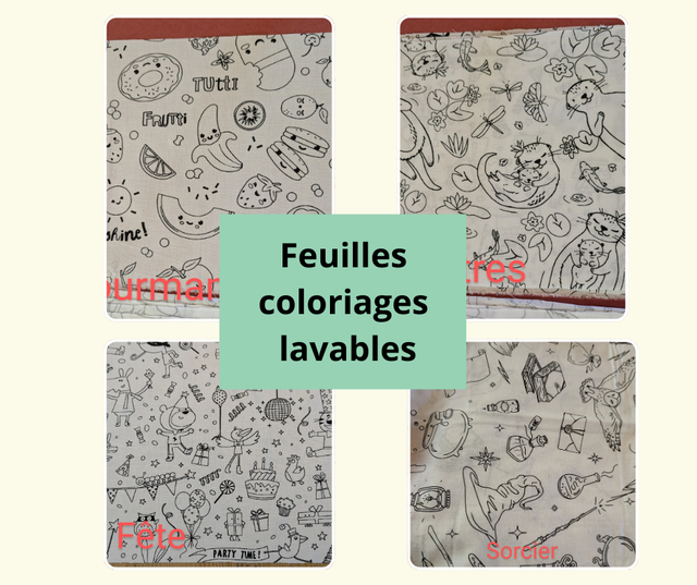 Commande feuilles de coloriages lavables