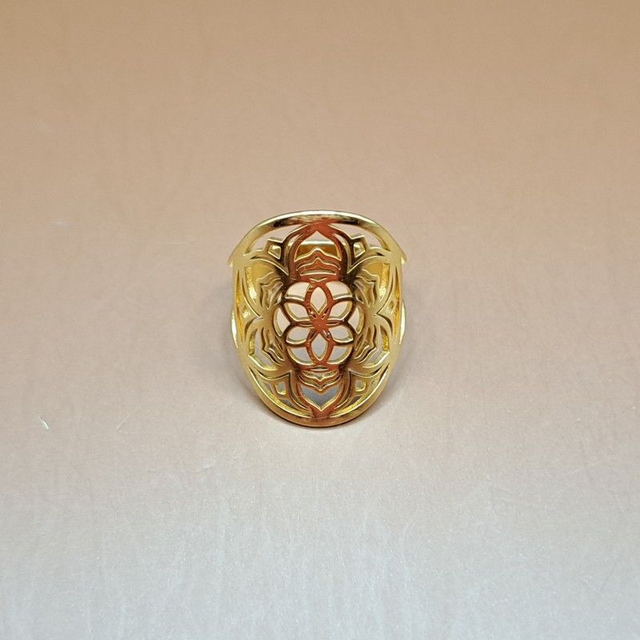 Bague ajustable Fleur de vie dorée