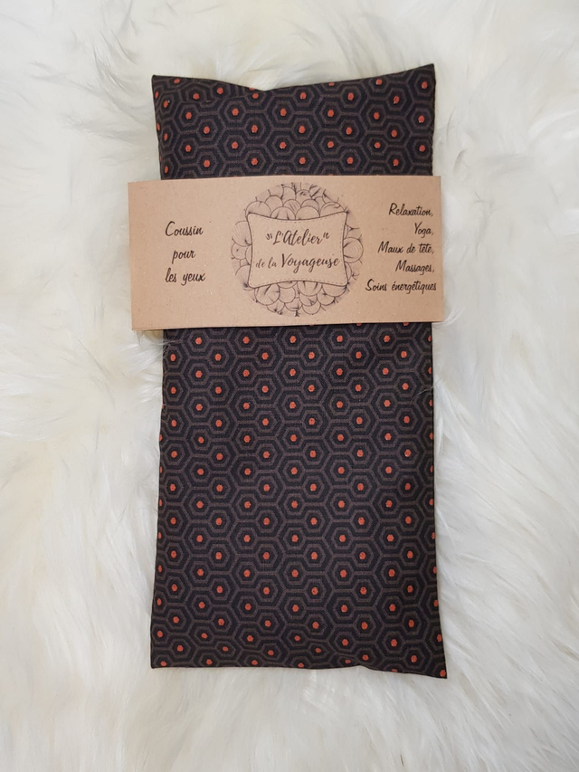 40 - Coussin pour les yeux - Ruche Marron et Orange