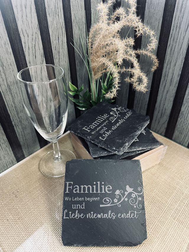 Schiefer Untersetzer "FAMILIE"