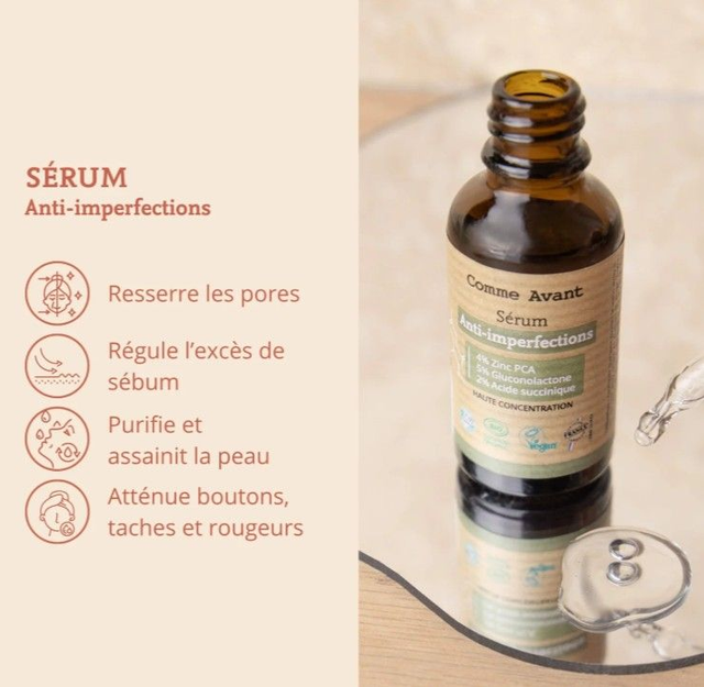 Sérum visage anti imperfections 30ml " Comme Avant"