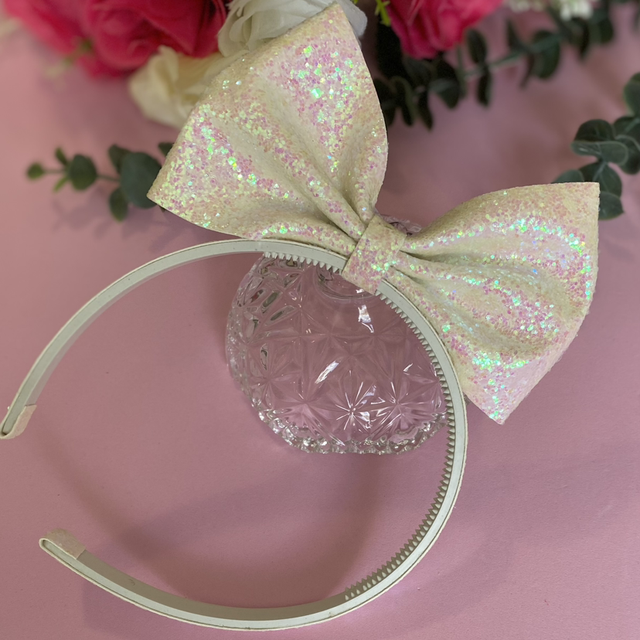 Serre-tête pailletée blanche 