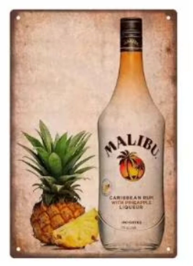 Vintage metalen bordje Malibu (30x20cm)