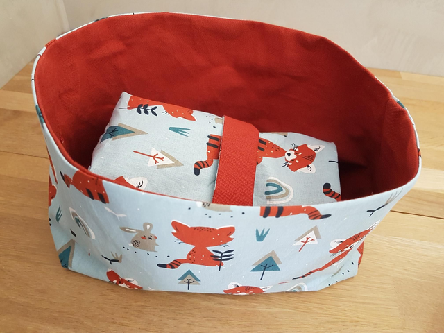 Trio paniers bleus imprimés renards roux