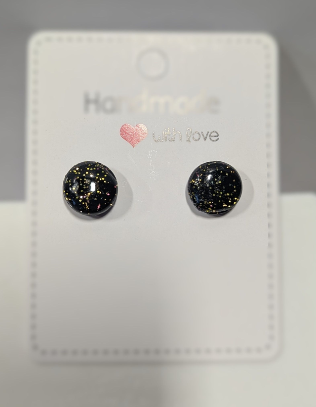 Boucles d'oreilles grosse puce Black and Gold