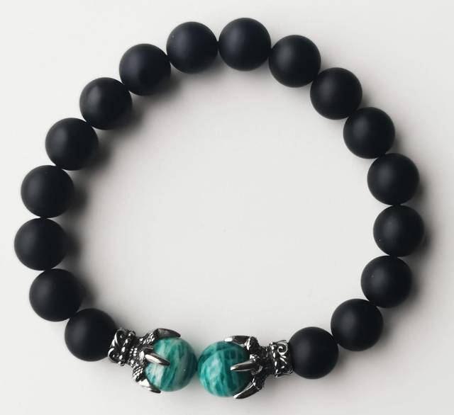 Bracelet Homme ONYX mat et AMAZONITE