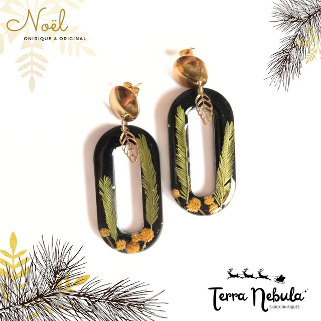 Grandes boucles d&#039;oreilles fleuries Élégance (mimosa) | BO034