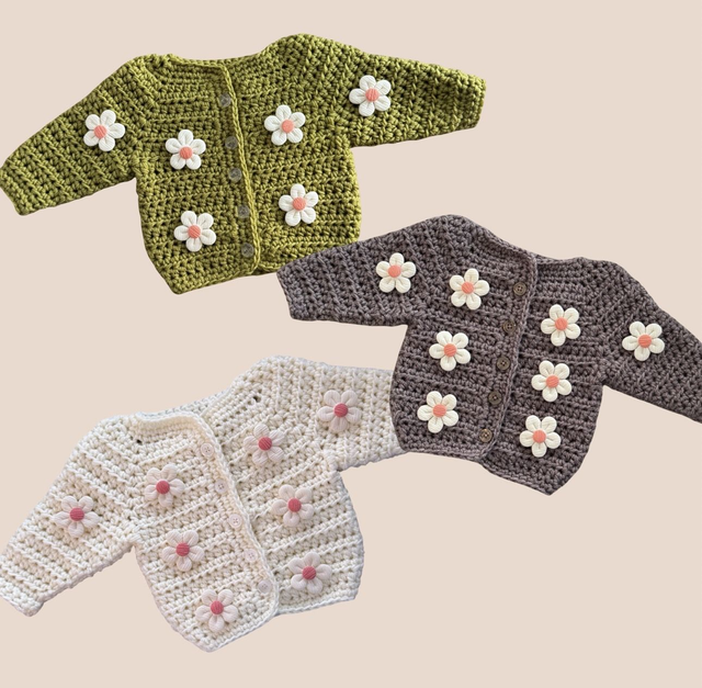 Flower Cardigan (White Flowers)
