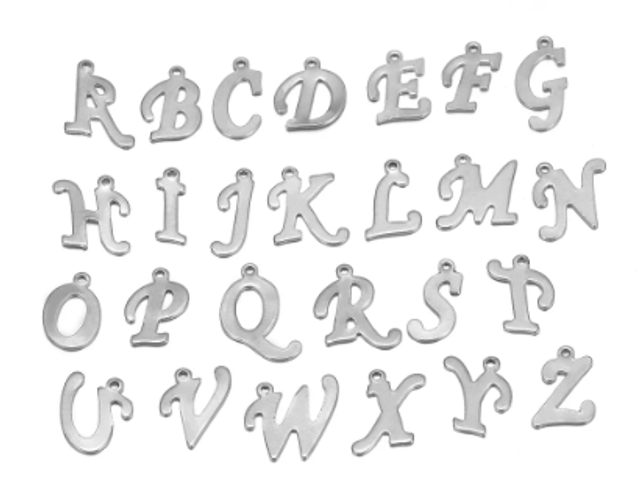 charmes lettres Laurus en acier  inoxydable or/argent 