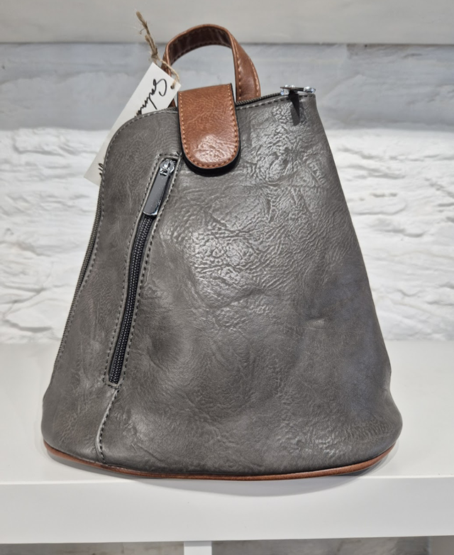 Convertible Backpack / Crossbody Bag with Adjustable Straps – Grey