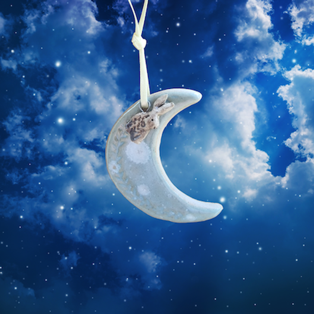 Hanging Moon Adornment - April (Hare)
