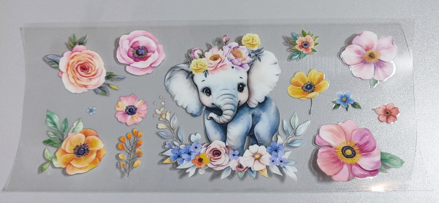 DTF Aufklebe-Folie ca 24x11cm Elefant 