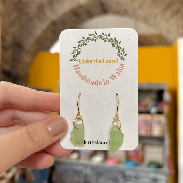 Pale Green Sea Glass Hook Earrings