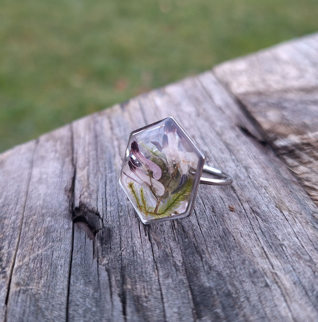 Bague argentée hexagonale ⬡ Fumaria