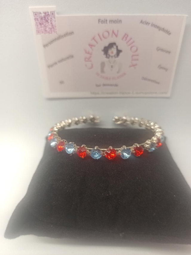 Bracelet strass rouge et bleu 