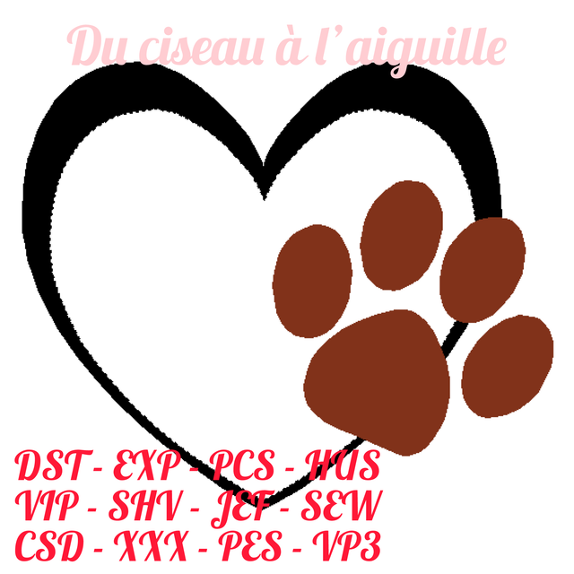 fichier broderie coeur animaux en appliqué - Cadre 10x10 / 12 Formats