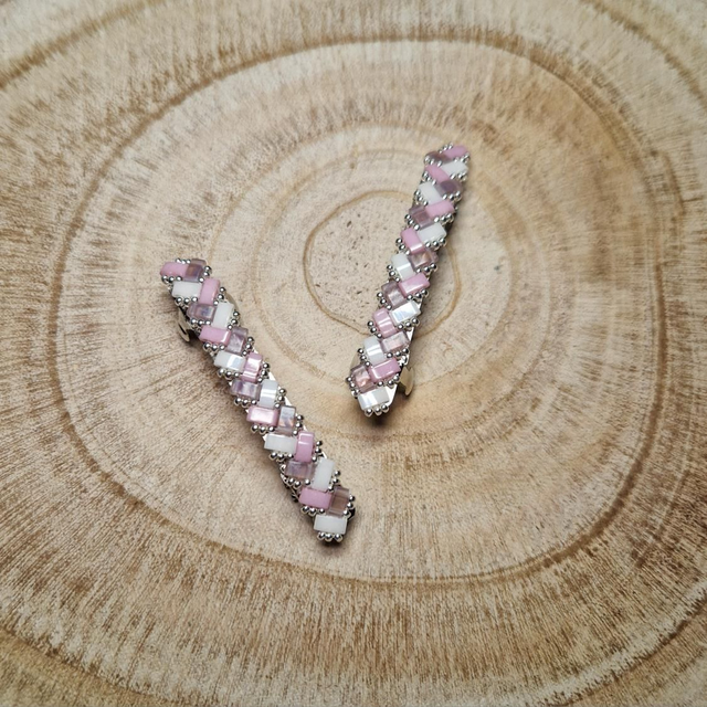 Duo de barrettes rose/blanc