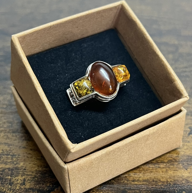 Bague en argent et Ambre - Taille 55
