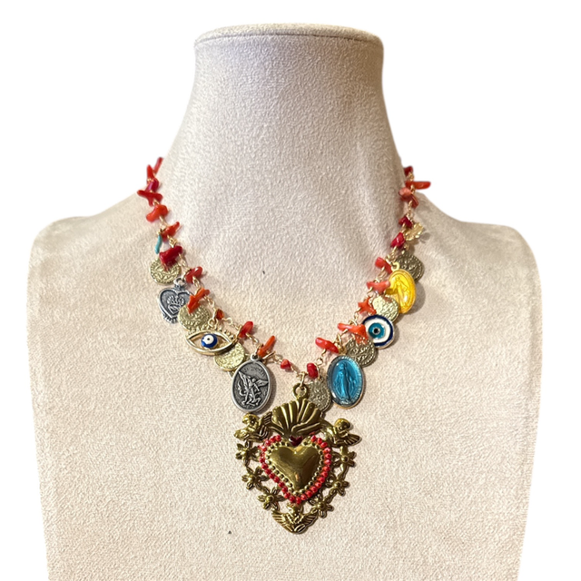 Collana cuore sacro multicharms 26NG-30