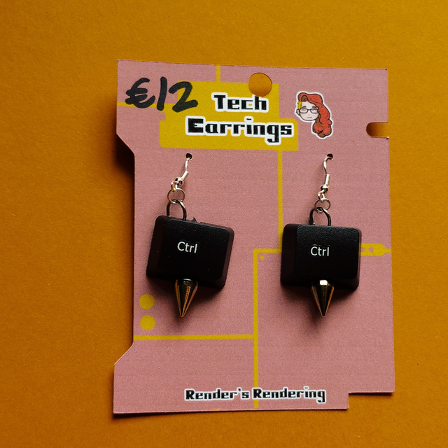 Ctrl Key Spiked - Tech - Earrings  [EAR-TEC-KCLS]