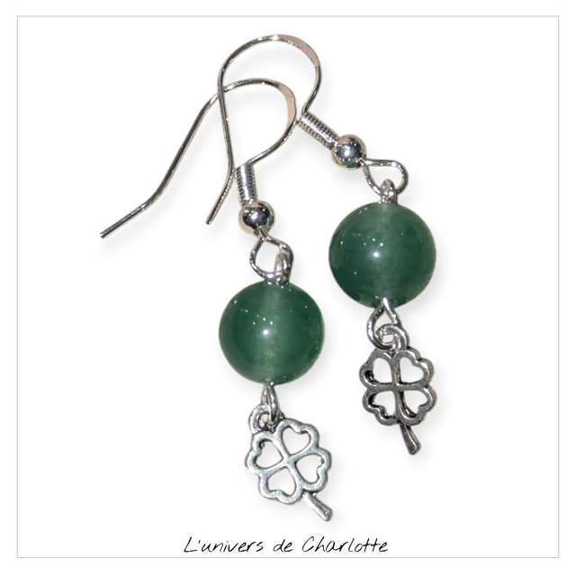 Boucles d&#039;oreilles &quot;Aventurine verte&quot; BO-155