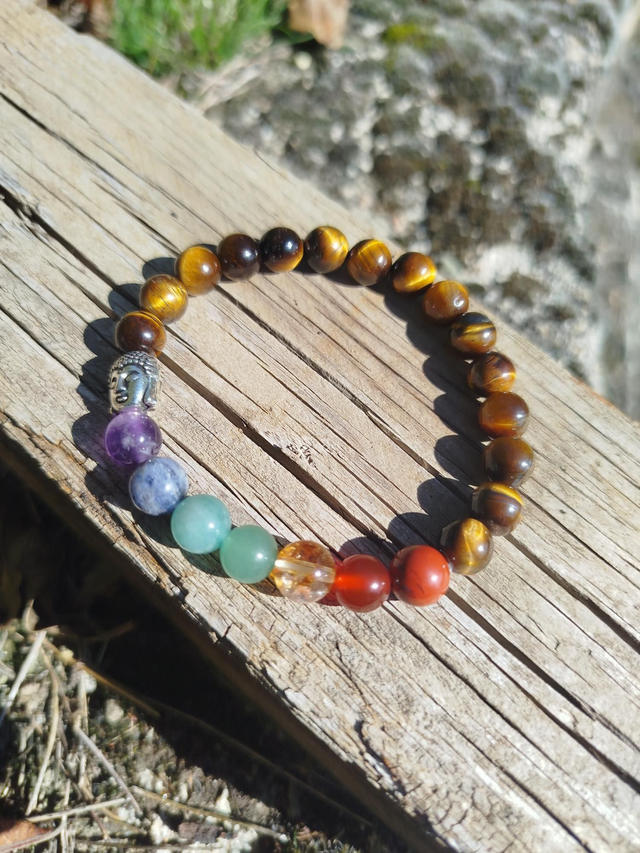 Bracelet 7 Chakras/Oeil de Tigre