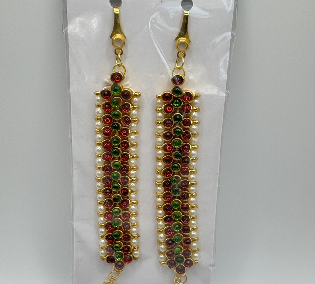 Bharatanatyam Jewellery Maatil red &amp; green stone 