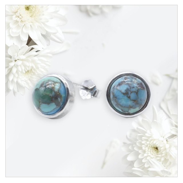 "Turquoise" - Boucles d'oreilles argent 925 ronde