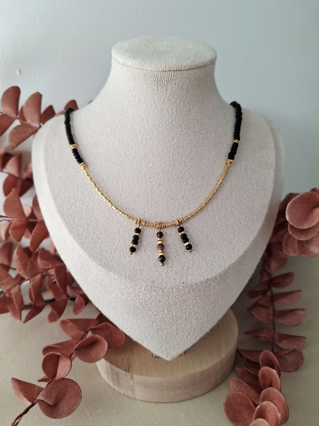 Collier Solaria - noir doré 