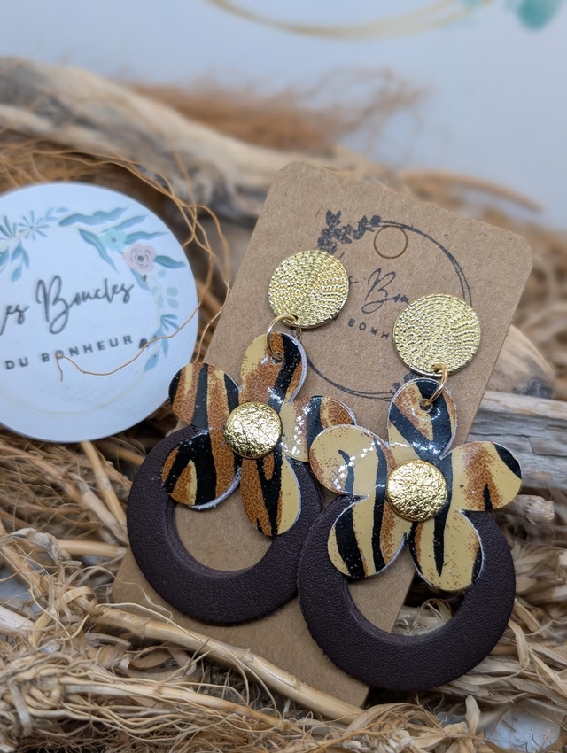Boucles d'oreilles baby Marguerite zèbre bm1125
