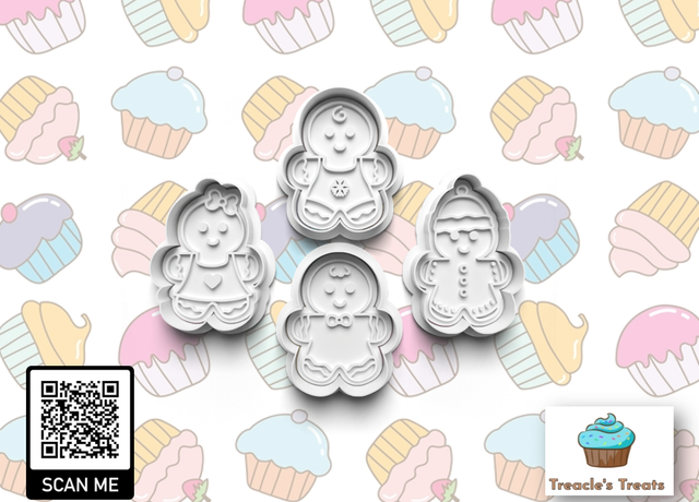 Gingerbread man Theme Fondant/cookie stamps with cutters