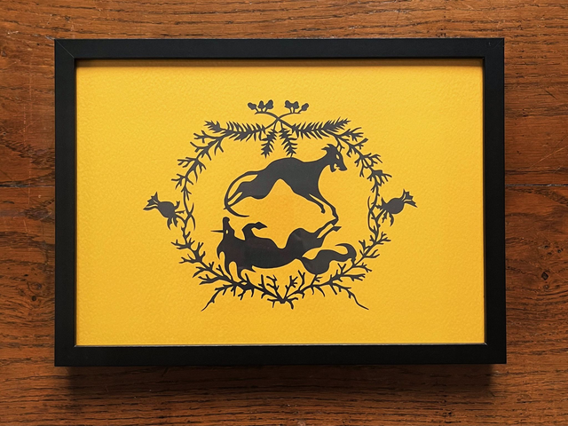Coin-Sith & The Unicorn - Framed Original Hand-cut Paper Cut Art by J.Pearce Art