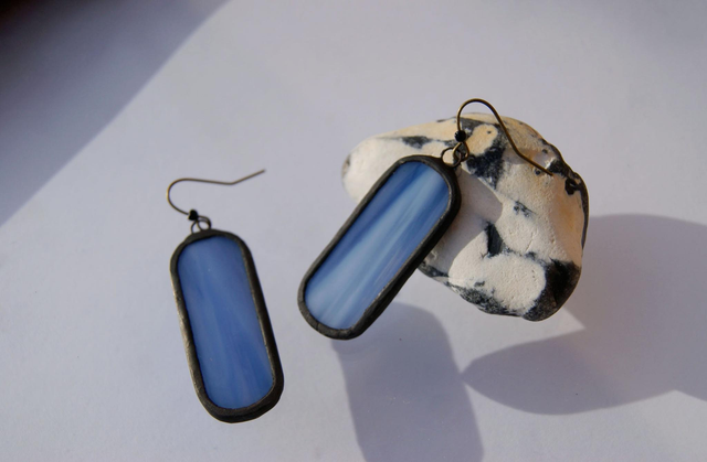 Boucles d'oreilles Cartouches ● Violet marbré