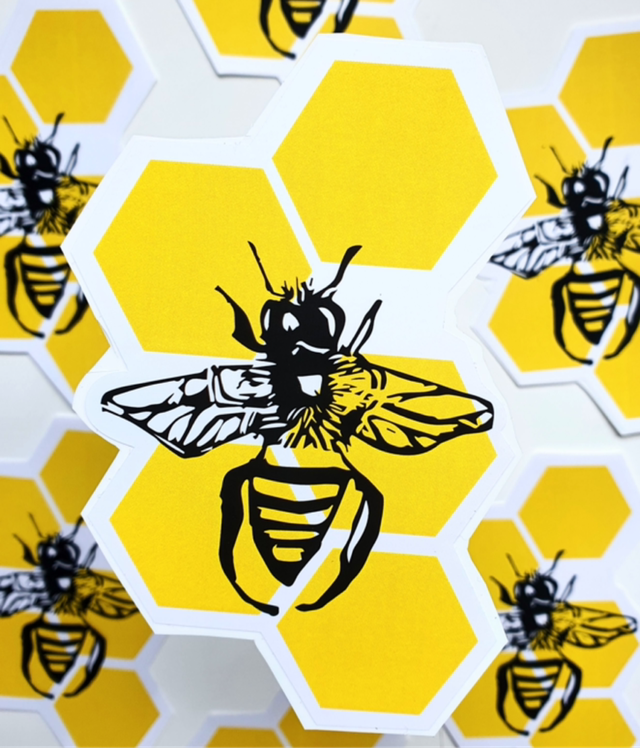 Yellow Bee Honeycomb Sticker
