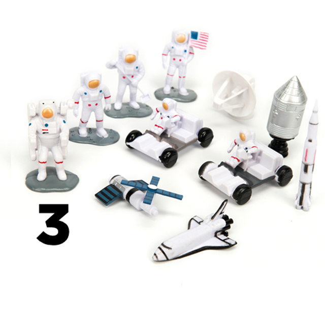 3 Space Micro Figure Toys (chosen at random but includes 1 astronaut) - includes delivery