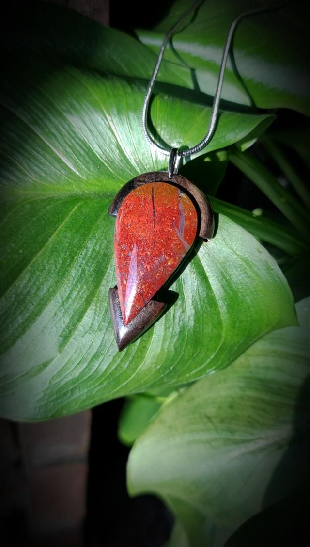 Pendentif Agate d'Indonésie Et Ébène 
