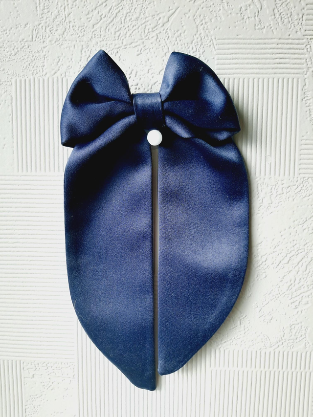 Barrette noeud &quot;Bleu de satin&quot;