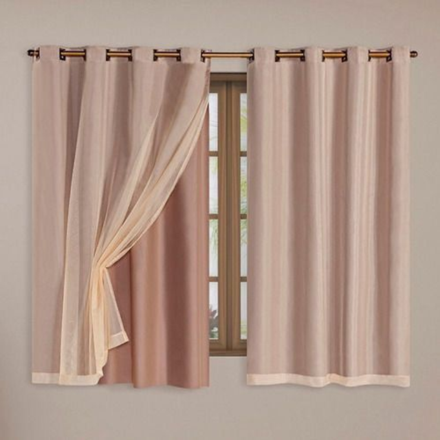 Cortina Blackout PVC com Tecido Voil 2,00 m x 1,40 m - Bege