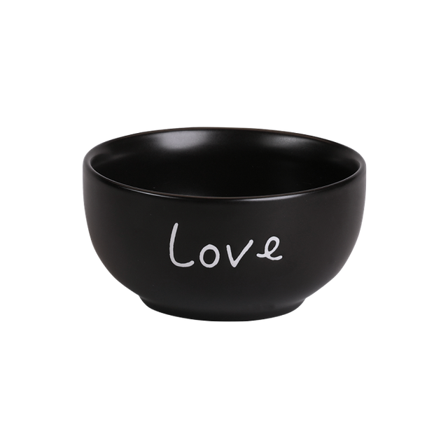 Müslischale aus schwarzem Porzellan mit Gravur „Love“